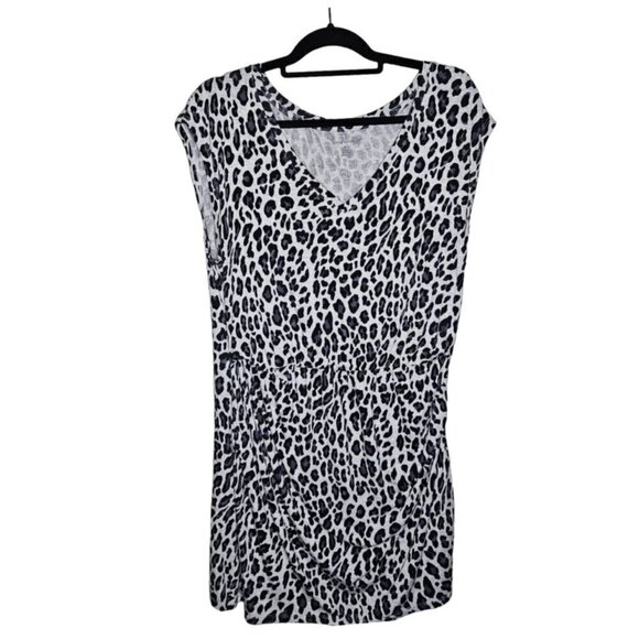 Lane Bryant size 14/16 Leopard Print Dress Gray Black Animal Edgy Party Rave - Picture 1 of 4